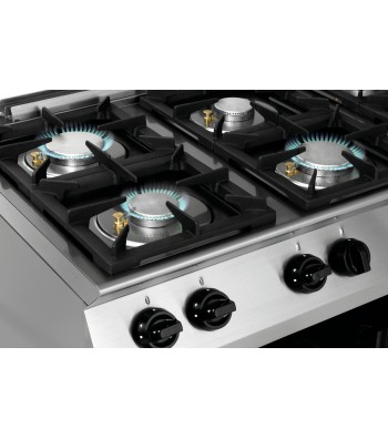 Cuisinière à gaz 4 x brûleurs (19 kW) + four électrique ventilé (3 kW) -  CHRChef