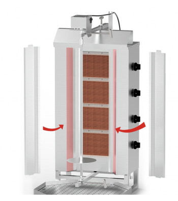 GAZ 80kg - Machine Grill à Kebab 4 brûleurs
