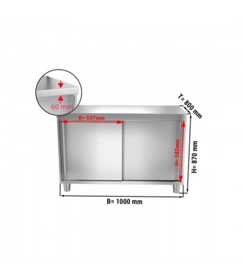 Plan de travail inox - longueur 1000 mm disponible sur